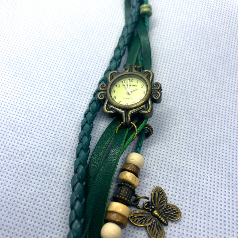 Emerald Green Genuine Leather Watch✨